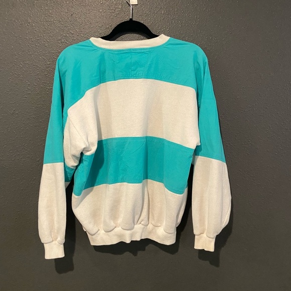 White and Teal Colorblock Sweatshirt - Picture 5 of 5